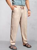 Lässige Baumwoll-Leinen-Hose mit geradem Schnitt