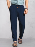 Lässige Baumwoll-Leinen-Hose mit geradem Schnitt