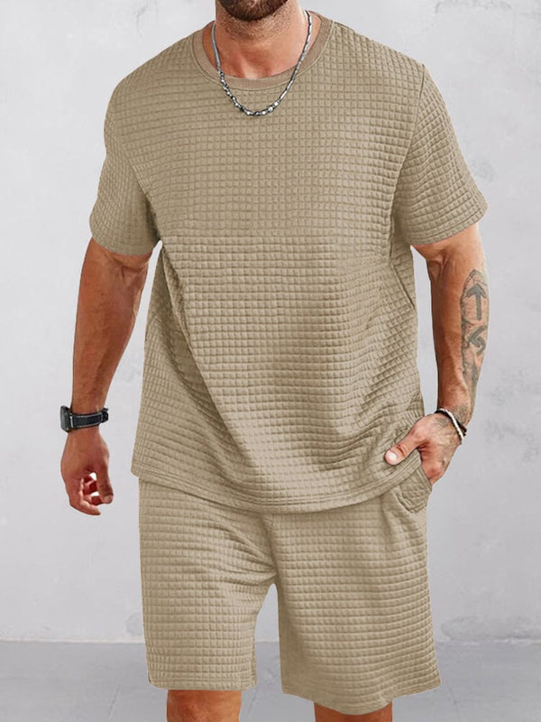 Casual schlichtes Waffelstrick Trainingsanzug Set
