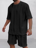 Lässiges Jacquard-T-Shirt- und Shorts-Set