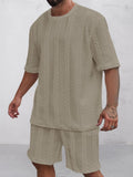 Lässiges Jacquard-T-Shirt- und Shorts-Set