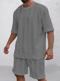 Lässiges Jacquard-T-Shirt- und Shorts-Set