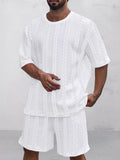 Lässiges Jacquard-T-Shirt- und Shorts-Set