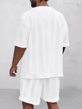 Lässiges Jacquard-T-Shirt- und Shorts-Set