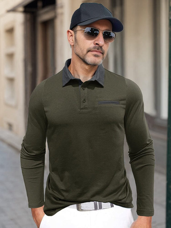 Essential Color-Block Langarm-Poloshirt