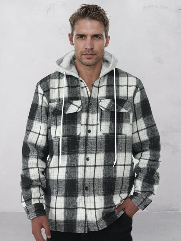 Bequeme Flanell-Karojacke mit Kapuze
