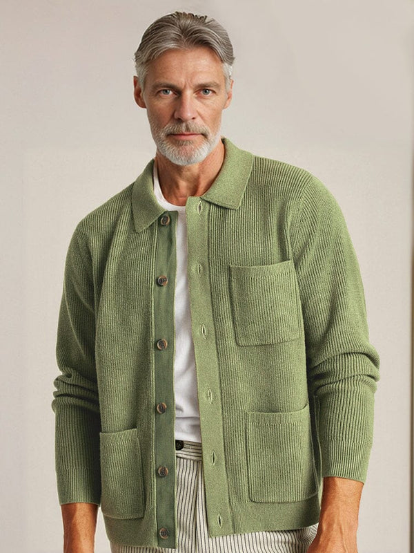 Bequeme Strickjacke mit Polokragen
