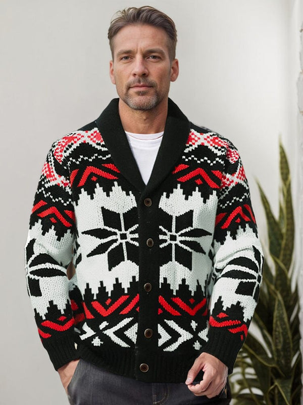 Dicke Strickjacke mit Jacquardmuster