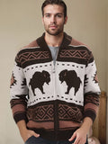 Vintage Jacquard-Cardigan im Western-Stil