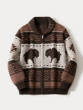 Vintage Jacquard-Cardigan im Western-Stil