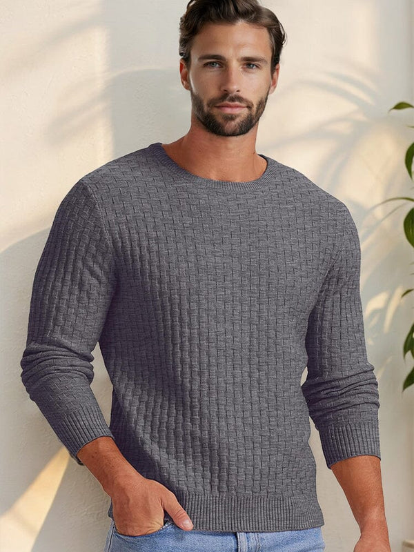 Lässiger Regular Fit Waffle-Strick-Pullover