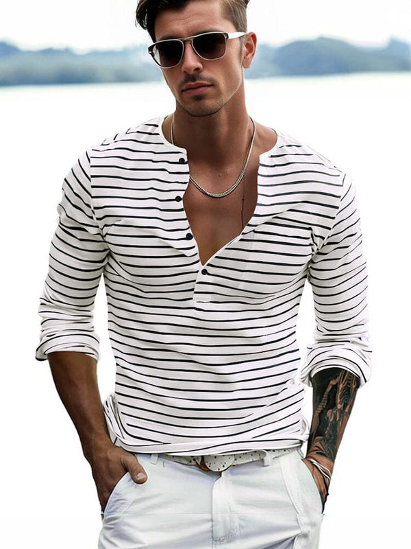 Bequemes gestreiftes Henley-Shirt