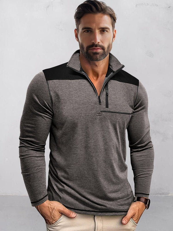 Lässiges strukturiertes Colorblock-Poloshirt
