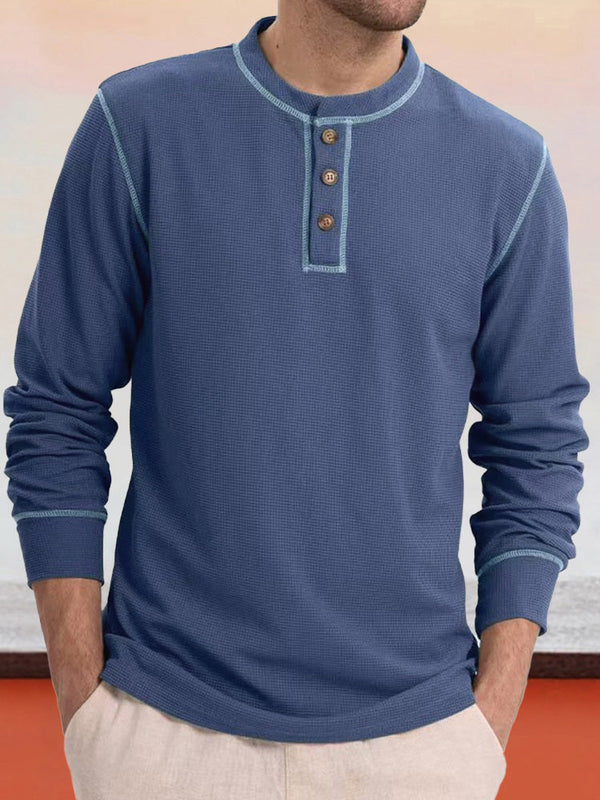 Bequemes vielseitiges Waffel-Henley-Shirt
