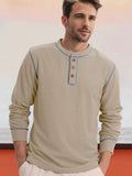 Bequemes vielseitiges Waffel-Henley-Shirt