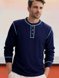 Bequemes vielseitiges Waffel-Henley-Shirt