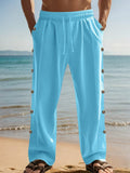 Leinen-Mix Straight-Leg-Hose