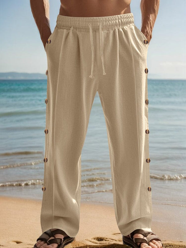 Leinen-Mix Straight-Leg-Hose