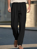 Weite Baumwoll Leinen Hose mit Faltendetail