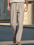 Weite Baumwoll Leinen Hose mit Faltendetail