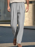 Weite Baumwoll Leinen Hose mit Faltendetail
