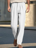 Weite Baumwoll Leinen Hose mit Faltendetail