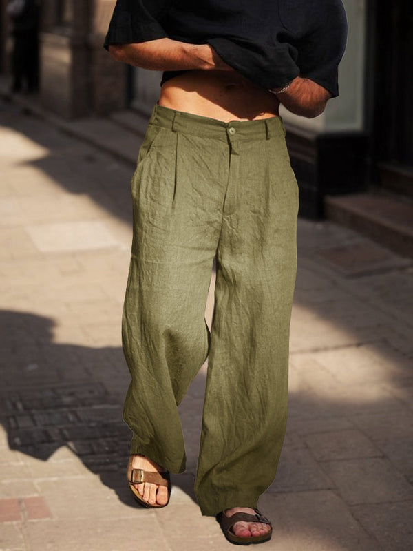 Bequeme Baumwollhose mit geradem Bein