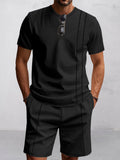 Locker sitzendes 2-teiliges Athleisure-Set aus Waffelstrick