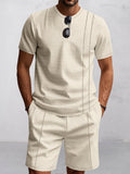 Locker sitzendes 2-teiliges Athleisure-Set aus Waffelstrick