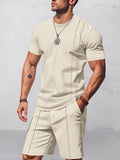 Locker sitzendes 2-teiliges Athleisure-Set aus Waffelstrick