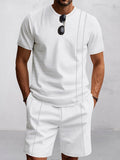 Locker sitzendes 2-teiliges Athleisure-Set aus Waffelstrick