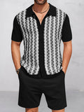 Modernes Jacquard Strick 2-Teiler Set