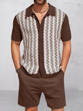Modernes Jacquard Strick 2-Teiler Set