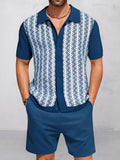 Modernes Jacquard Strick 2-Teiler Set