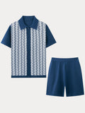 Modernes Jacquard Strick 2-Teiler Set