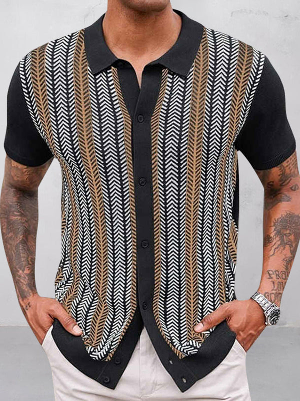 Lässiges Sommer Jacquard Strick Hemd