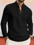 Casual Bequemes Waffelstrick Henley Shirt