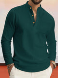 Casual Bequemes Waffelstrick Henley Shirt