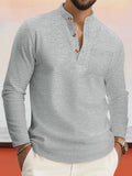 Casual Bequemes Waffelstrick Henley Shirt
