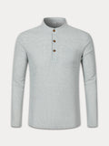 Casual Bequemes Waffelstrick Henley Shirt