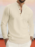 Casual Bequemes Waffelstrick Henley Shirt