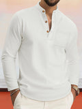 Casual Bequemes Waffelstrick Henley Shirt