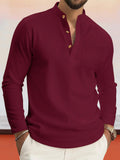 Casual Bequemes Waffelstrick Henley Shirt