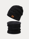 Thermisches Fleece-Halswärmer & Strickmütze Set