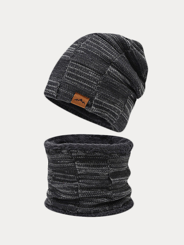 Thermisches Fleece-Halswärmer & Strickmütze Set