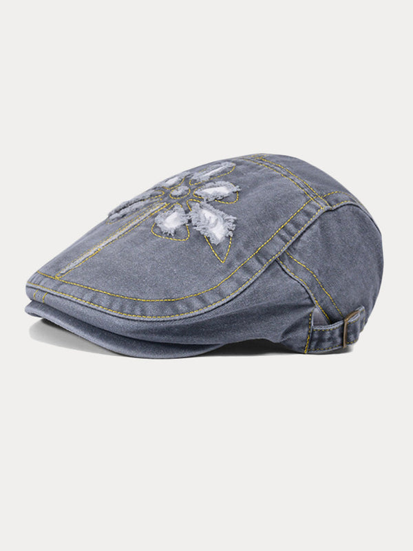 Einzigartiger Gewaschener Destroyed Denim-Beret