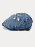 Einzigartiger Gewaschener Destroyed Denim-Beret