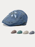 Einzigartiger Gewaschener Destroyed Denim-Beret