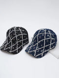 Funkelnde Strass-Destroyed Torn Denim-Cap im Fashion-Stil