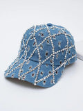 Funkelnde Strass-Destroyed Torn Denim-Cap im Fashion-Stil